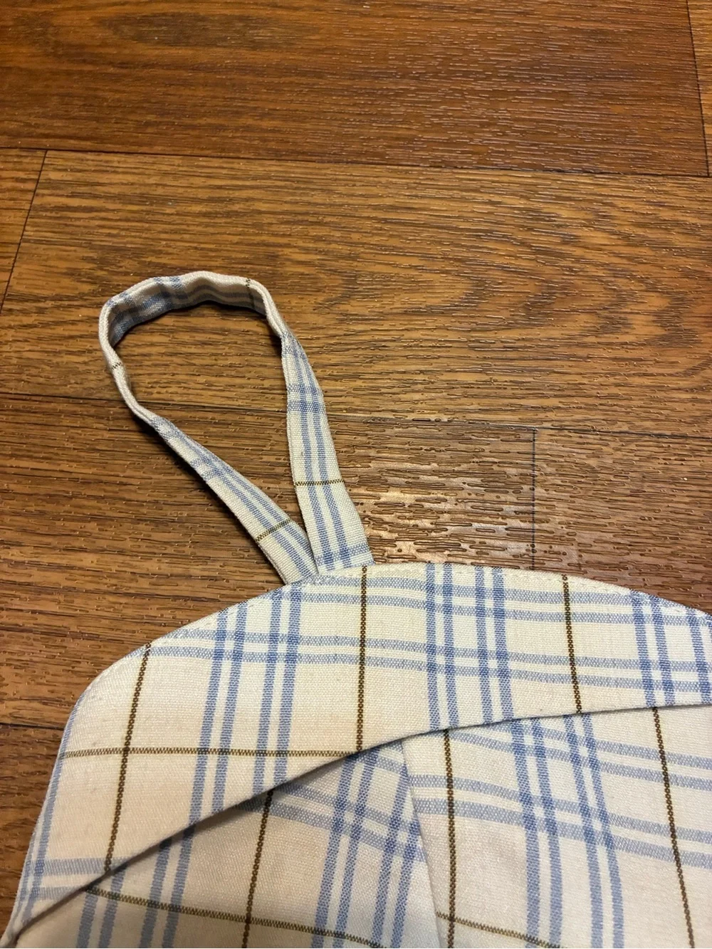 Sleeveless Plaid A-Line Dress in Cream and Light Blue Size Medium